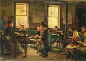 A Country School by Edward Lamson Henry Oil Painting