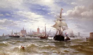 City and Harbor of New York by Edward Moran Oil Painting