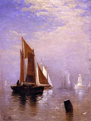 In New York Harbor by Edward Moran Oil Painting