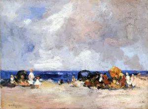 A Day at the Beach by Edward Potthast Oil Painting