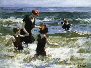 A Timid Bather by Edward Potthast Oil Painting
