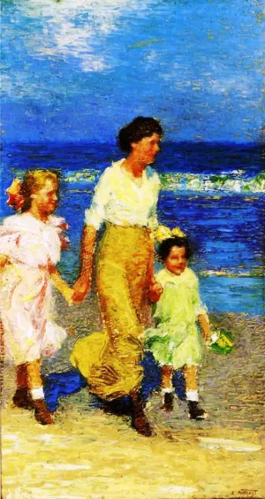 A Walk on the Beach by Edward Potthast Oil Painting