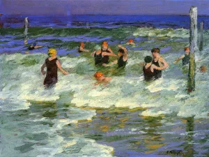Bathing in the Surf by Edward Potthast Oil Painting