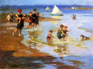 Children at Play on the Beach by Edward Potthast Oil Painting