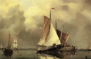 A Calm Day on the Scheldt by Edward William Cooke Oil Painting
