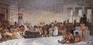 An Egyptian Feast by Edwin Longsden Long Oil Painting