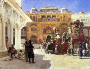 Arrival of Prince Humbert, the Rahaj, at the Palace of Amber by Edwin Lord Weeks Oil Painting