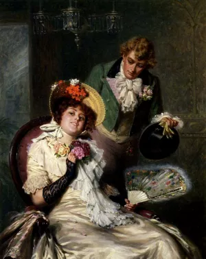 A Cautious Approach by Edwin Thomas Roberts Oil Painting