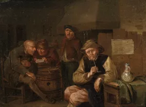 Rustic Tavern Interior by Egbert Jaspersz Van Heemskerck The Elder Oil Painting