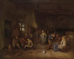 Tavern Interior with Chess Players by Egbert Jaspersz Van Heemskerck The Elder Oil Painting
