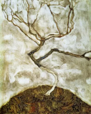 A Tree in Late Autumn by Egon Schiele Oil Painting