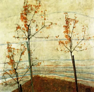 Autumn Trees by Egon Schiele Oil Painting