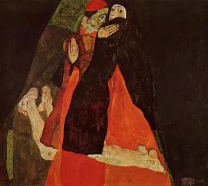 Cardinal and Nun also known as Caress by Egon Schiele Oil Painting