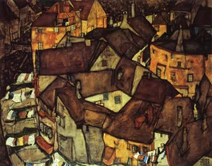 Krumau Town Crescent I by Egon Schiele Oil Painting