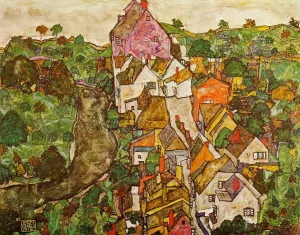 Landscape at Krumau by Egon Schiele Oil Painting