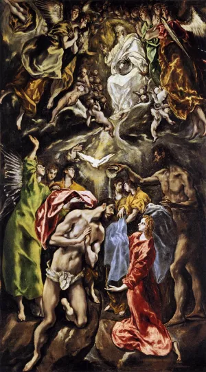 The Baptism of Christ by El Greco Oil Painting