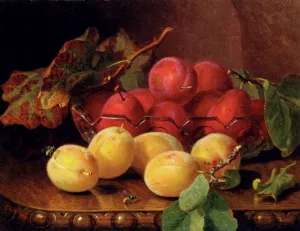 Plums On A Table In A Glass Bowl by Eloise Harriet Stannard Oil Painting