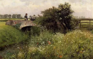 A Meeting on the Bridge by Emil Claus Oil Painting