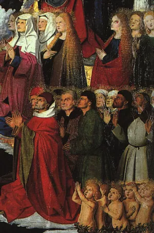 The Coronation of the Virgin, Detail: the Crowd by Enguerrand Charonton Oil Painting
