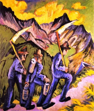 Alpine Life, Triptych Left Panel by Ernst Ludwig Kirchner Oil Painting