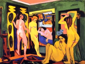 Badende im Raum by Ernst Ludwig Kirchner Oil Painting