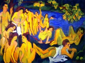 Bathers at Moritzburg by Ernst Ludwig Kirchner Oil Painting