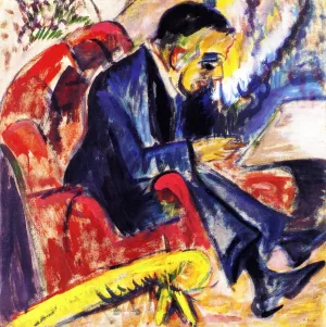 Man Sitting on a Park Bench by Ernst Ludwig Kirchner Oil Painting