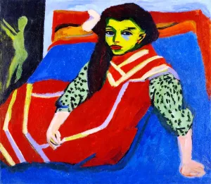 Seated Girl Franzi Fehrmann by Ernst Ludwig Kirchner Oil Painting