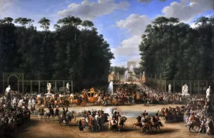 Napoleon and Marie-Louise in the Garden of the Tuileries, 2 April 1810 by Etienne-Barthelemy Garnier Oil Painting