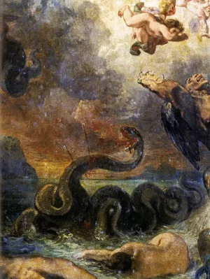 Apollo Slays Python Detail by Eugene Delacroix Oil Painting