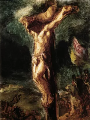 Christ on the Cross Sketch by Eugene Delacroix Oil Painting