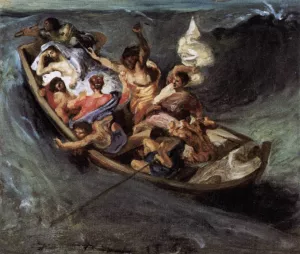 Christ on the Lake of Gennezaret sketch by Eugene Delacroix Oil Painting