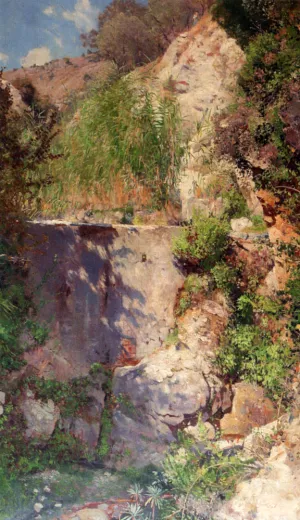 A Sunlit Gorge, Palestina by Eugen Felix Prosper Bracht Oil Painting
