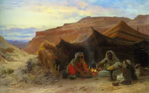 Bedouins in the Desert by Eugene-Alexis Girardet Oil Painting