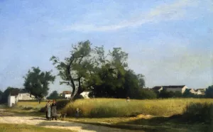 A Walk in the Countryside by Eugene-Antoine-Samuel Lavielle Oil Painting