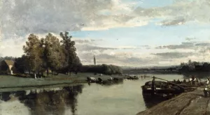 L'ile d'Allegre at Bougival by Eugene Ciceri Oil Painting
