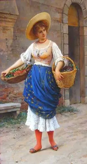 The Fruit Seller by Eugene De Blaas Oil Painting