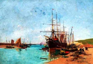 Harbor by Eugene Galien-Laloue Oil Painting