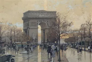 The Arc de Triomphe, Paris by Eugene Galien-Laloue Oil Painting