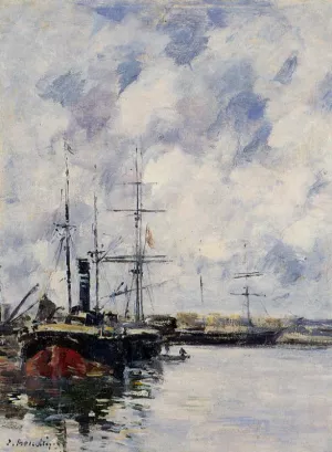 A Corner of the Deauville Basin by Eugene-Louis Boudin Oil Painting