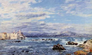 A Gusty Northwest Wind at Antibes by Eugene-Louis Boudin Oil Painting