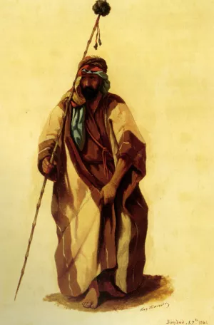 A Man From Bagdad by Eugene Napoleon Flandin Oil Painting