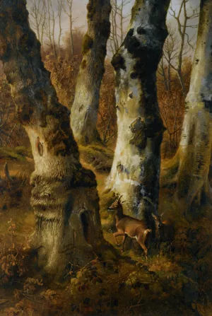 Deer in a Wood by Eugene Verboeckhoven Oil Painting