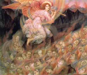 Angel Piping to the Souls in Hell by Evelyn De Morgan Oil Painting