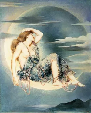 Luna by Evelyn De Morgan Oil Painting