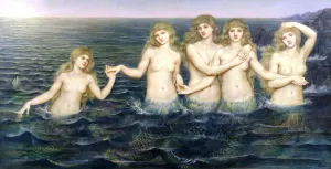 The Sea Maidens by Evelyn De Morgan Oil Painting