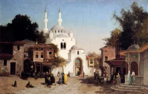 Outside The Mosque by Fabius Germain Brest Oil Painting