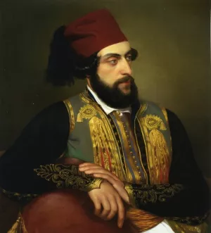 Ritratto Maschile in Costume Greco by Felice Schiavoni Oil Painting