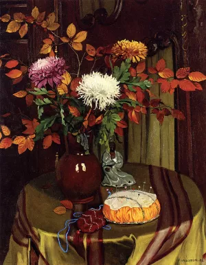 Chrysanthemums and Autumn Foliage by Felix Vallotton Oil Painting