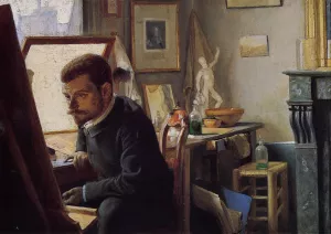 Felix Jasinski in His Printmaking Studio by Felix Vallotton Oil Painting